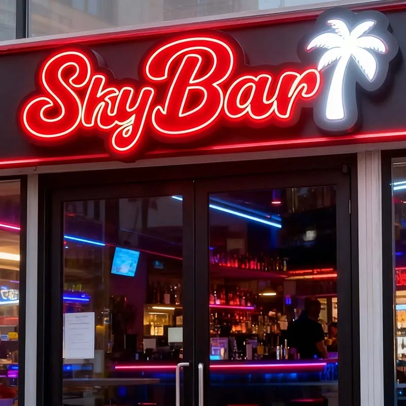 Bar neon sign bold nightlife glow